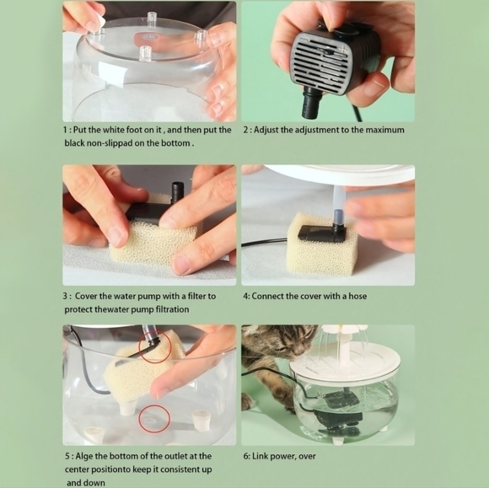 Transparent Pet‎ Water Fountain Automatic Cat & Dog Flower USB Powered Dispenser - Picture 10 of 14